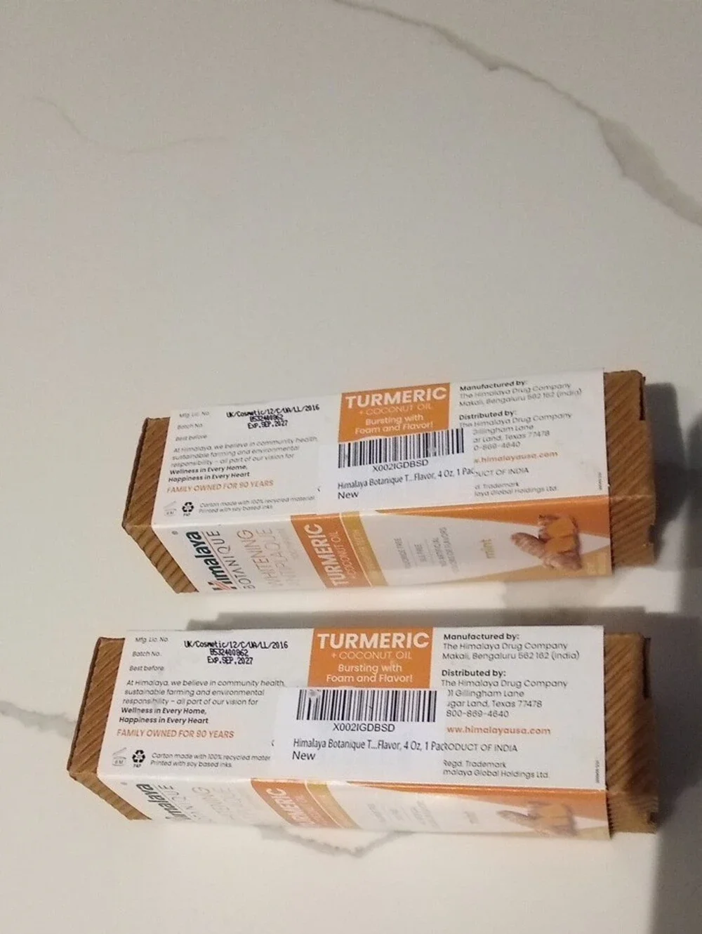 New 2 Boxes Of Turmeric + Coconut‎ Oil Whitening Antiplaque Toothpaste - 4oz